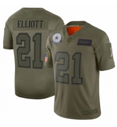 Youth Dallas Cowboys #21 Ezekiel Elliott Limited Camo 2019 Salute to Service Football Jersey