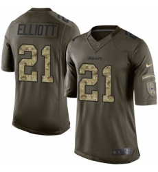 Youth Nike Dallas Cowboys #21 Ezekiel Elliott Elite Green Salute to Service NFL Jersey