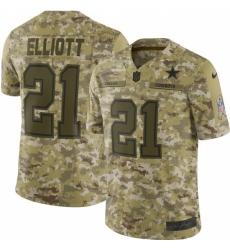 Youth Nike Dallas Cowboys #21 Ezekiel Elliott Limited Camo 2018 Salute to Service NFL Jersey