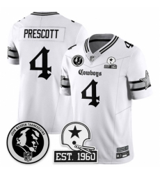 Dallas Cowboys #4 Dak Prescott White 2025 F U S E With John Madden Patch 26 Established In 1960 Patch Vapor Limited Stitched Football Jersey Dallas Cowboys #4 Dak Prescott White 2025 F U S E With John Madden Patch 26 Established In 1960 Patch Vapor Limited Stitched Football Jersey