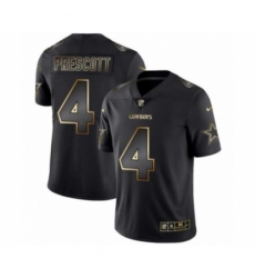 Men Dallas Cowboys #4 Dak Prescott Black Golden Edition 2019 Vapor Untouchable Limited Jersey