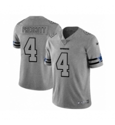 Men's Dallas Cowboys #4 Dak Prescott Gray Team Logo Gridiron Limited Football Jersey