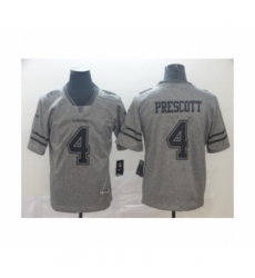 Men's Dallas Cowboys #4 Dak Prescott Limited Gray Rush Gridiron Football Jersey