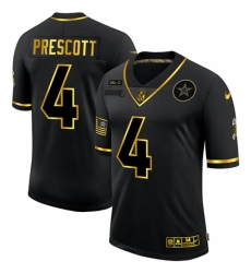 Men's Dallas Cowboys #4 Dak Prescott Olive Gold Nike 2020 Salute To Service Limited Jersey