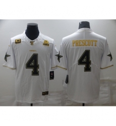 Men's Dallas Cowboys #4 Dak Prescott White Gold Limited Player Jersey