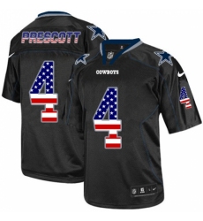 Men's Nike Dallas Cowboys #4 Dak Prescott Elite Black USA Flag Fashion NFL Jersey