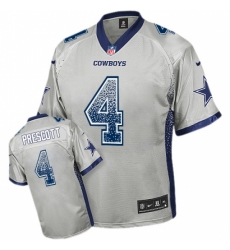 Men's Nike Dallas Cowboys #4 Dak Prescott Elite Grey Drift Fashion NFL Jersey