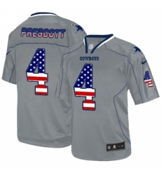 Men's Nike Dallas Cowboys #4 Dak Prescott Elite Grey USA Flag Fashion NFL Jersey