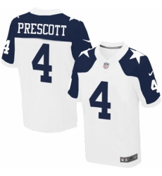 Men's Nike Dallas Cowboys #4 Dak Prescott Elite White Throwback Alternate NFL Jersey