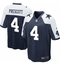 Men's Nike Dallas Cowboys #4 Dak Prescott Game Navy Blue Throwback Alternate NFL Jersey