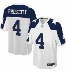 Men's Nike Dallas Cowboys #4 Dak Prescott Game White Throwback Alternate NFL Jersey