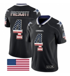 Men's Nike Dallas Cowboys #4 Dak Prescott Limited Black Rush USA Flag NFL Jersey