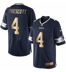 Men's Nike Dallas Cowboys #4 Dak Prescott Limited Navy/Gold Team Color NFL Jersey