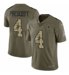 Men's Nike Dallas Cowboys #4 Dak Prescott Limited Olive/Camo 2017 Salute to Service NFL Jersey