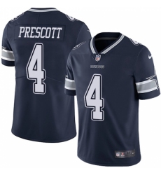 Men's Nike Dallas Cowboys #4 Dak Prescott Navy Blue Team Color Vapor Untouchable Limited Player NFL Jersey
