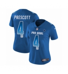 Women's Dallas Cowboys #4 Dak Prescott Limited Royal Blue NFC 2019 Pro Bowl Football Jersey