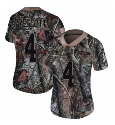 Women's Nike Dallas Cowboys #4 Dak Prescott Camo Rush Realtree Limited NFL Jersey