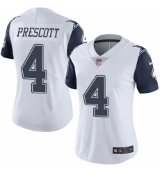Women's Nike Dallas Cowboys #4 Dak Prescott Limited White Rush Vapor Untouchable NFL Jersey