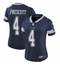 Women's Nike Dallas Cowboys #4 Dak Prescott Navy Blue Team Color Vapor Untouchable Limited Player NFL Jersey