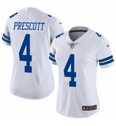 Women's Nike Dallas Cowboys #4 Dak Prescott White Vapor Untouchable Limited Player NFL Jersey