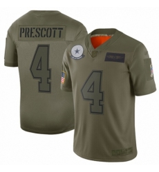 Youth Dallas Cowboys #4 Dak Prescott Limited Camo 2019 Salute to Service Football Jersey