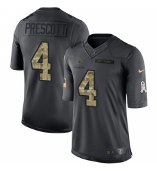 Youth Nike Dallas Cowboys #4 Dak Prescott Limited Black 2016 Salute to Service NFL Jersey