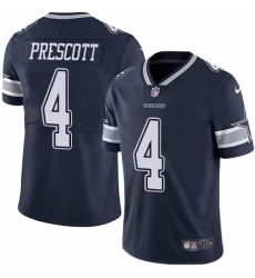 Youth Nike Dallas Cowboys #4 Dak Prescott Navy Blue Team Color Vapor Untouchable Limited Player NFL Jersey