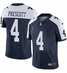 Youth Nike Dallas Cowboys #4 Dak Prescott Navy Blue Throwback Alternate Vapor Untouchable Limited Player NFL Jersey