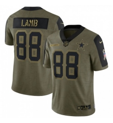 Men's Dallas Cowboys #88 CeeDee Lamb Olive Nike 2021 Salute To Service Limited Player Jersey