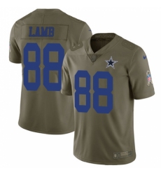 Men's Dallas Cowboys #88 CeeDee Lamb Olive Stitched Limited 2017 Salute To Service Jersey