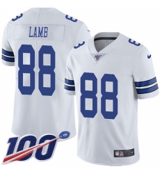 Men's Dallas Cowboys #88 CeeDee Lamb White Stitched 100th Season Vapor Untouchable Limited Jersey