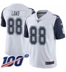 Men's Dallas Cowboys #88 CeeDee Lamb White Stitched Limited Rush 100th Season Jersey