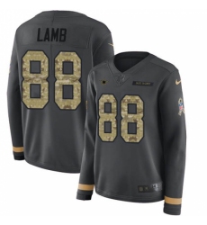 Women's Dallas Cowboys #88 CeeDee Lamb Anthracite Salute to Service Stitched Limited Therma Long Sleeve Jersey