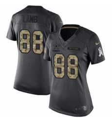 Women's Dallas Cowboys #88 CeeDee Lamb Black Stitched Limited 2016 Salute to Service Jersey