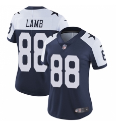 Women's Dallas Cowboys #88 CeeDee Lamb Navy Blue Thanksgiving Stitched Vapor Throwback Limited Jersey