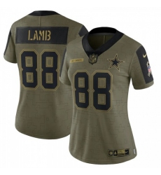 Women's Dallas Cowboys #88 CeeDee Lamb Olive Nike 2021 Salute To Service Limited Player Jersey