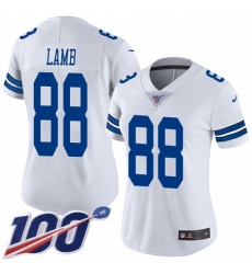 Women's Dallas Cowboys #88 CeeDee Lamb White Stitched 100th Season Vapor Untouchable Limited Jersey