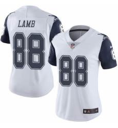 Women's Dallas Cowboys #88 CeeDee Lamb White Stitched Limited Rush Jersey
