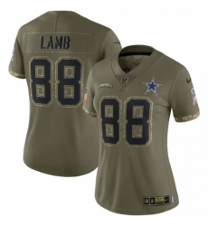 Women's Dallas Cowboys #88 Ceedee Lamb Nike 2022 Salute To Service Limited Jersey - Olive