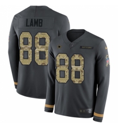 Youth Dallas Cowboys #88 CeeDee Lamb Anthracite Salute to Service Stitched Limited Therma Long Sleeve Jersey