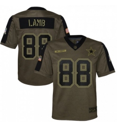 Youth Dallas Cowboys #88 CeeDee Lamb Olive Nike 2021 Salute To Service Game Jersey