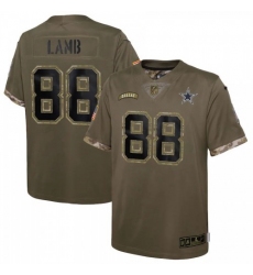 Youth Dallas Cowboys #88 Ceedee Lamb Nike 2022 Salute To Service Limited Jersey - Olive