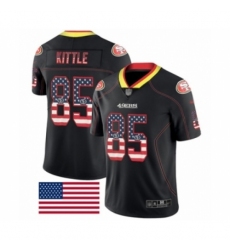Men's San Francisco 49ers #85 George Kittle Limited Black Rush USA Flag Football Jersey