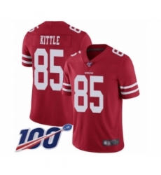 Men's San Francisco 49ers #85 George Kittle Red Team Color Vapor Untouchable Limited Player 100th Season Football Jersey