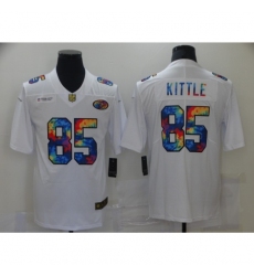 Men's San Francisco 49ers #85 George Kittle White Rainbow Version Nike Limited Jersey