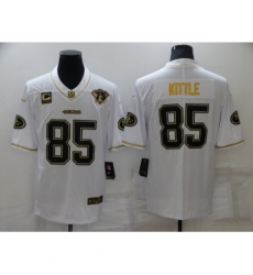 San Francisco 49ers #85 George Kittle Nike White-Gold Limited Throwback Jersey