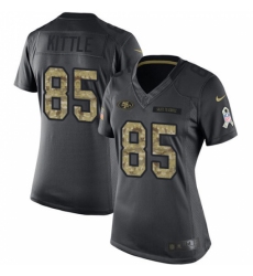Women's Nike San Francisco 49ers #85 George Kittle Limited Black 2016 Salute to Service NFL Jersey