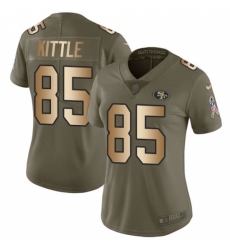 Women's Nike San Francisco 49ers #85 George Kittle Limited Olive/Gold 2017 Salute to Service NFL Jersey