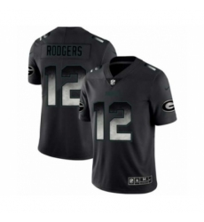 Men Green Bay Packers #12 Aaron Rodgers Black Smoke Fashion Limited Jersey