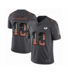 Men's Green Bay Packers #12 Aaron Rodgers Limited Black USA Flag 2019 Salute To Service Football Jersey